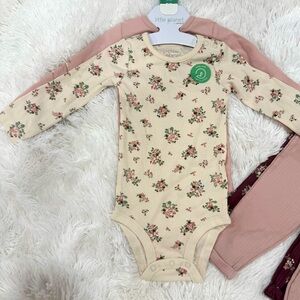 Little Planet Organic Cotton Baby Onesie Bundle Floral Pink Girls 6-9 months NWT